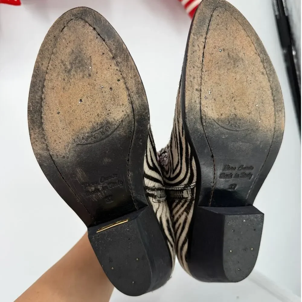 Golden Goose Ankle Western Zip Boots Bootie Zebra Ponyhair Zebra Glitter Size 37 - Picture 8 of 10